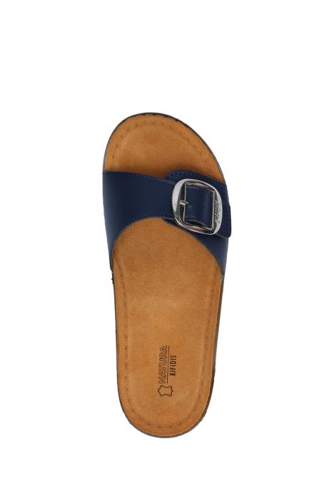 SIB213610 Kifidis-Natura Kadın Anatomik Deri Terlik 36-41 Lacivert/Navy