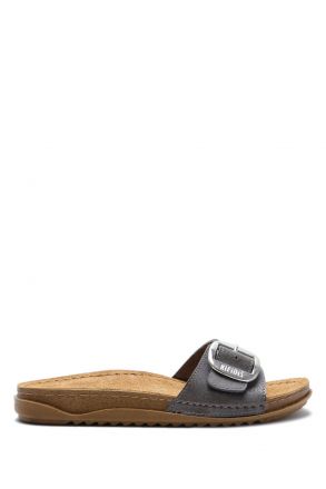 SIB213610 Kifidis-Natura Kadın Anatomik Deri Terlik 36-41 Oksit Krom/Oxide Chrome