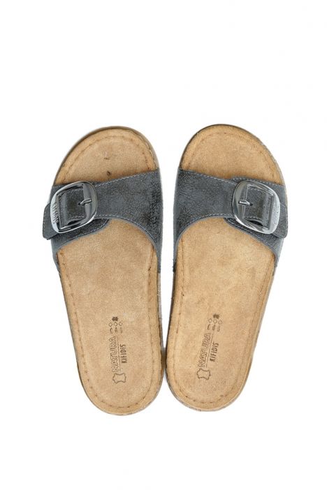 SIB213610 Kifidis-Natura Kadın Anatomik Deri Terlik 36-41 Oksit Krom/Oxide Chrome