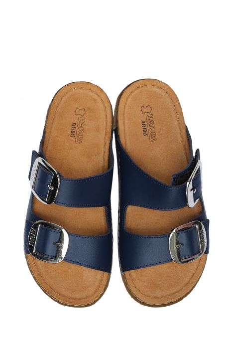 SIB213615 Kifidis-Natura Kadın Anatomik Deri Terlik 36-41 Lacivert/Navy