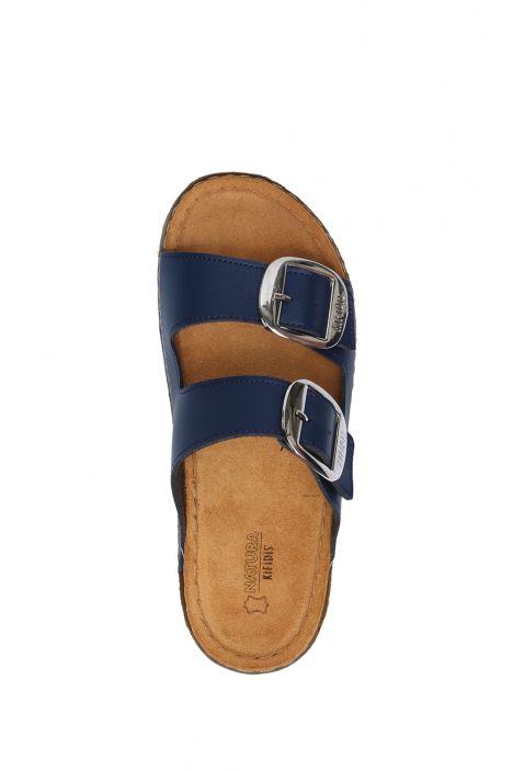 SIB213615 Kifidis-Natura Kadın Anatomik Deri Terlik 36-41 Lacivert/Navy