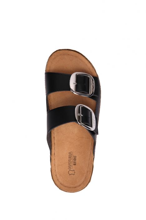 SIB213615 Kifidis-Natura Kadın Anatomik Deri Terlik 36-41 Siyah/Black