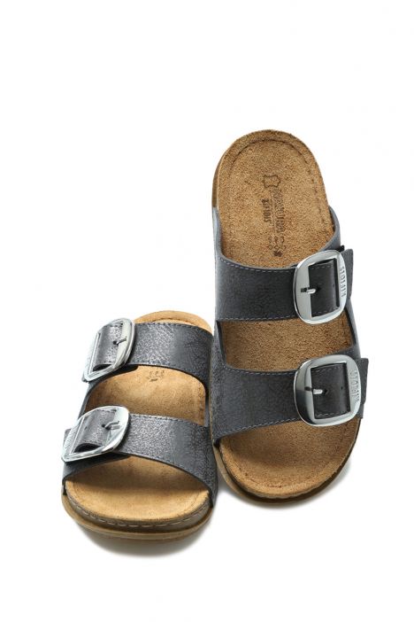 SIB213615 Kifidis-Natura Kadın Anatomik Deri Terlik 36-41 Oksit Krom/Oxide Chrome