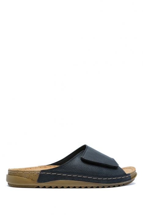 SIB213622 Kifidis-Natura Kadın Tek Bantlı Anatomik Deri Terlik 36-41 Siyah/Black
