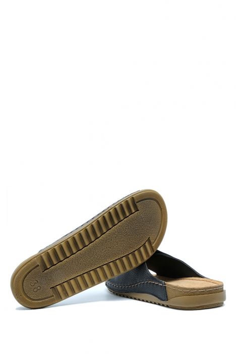 SIB213622 Kifidis-Natura Kadın Tek Bantlı Anatomik Deri Terlik 36-41 Siyah/Black