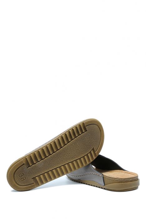 SIB213622 Kifidis-Natura Kadın Tek Bantlı Anatomik Deri Terlik 36-41 Krom/Chrome