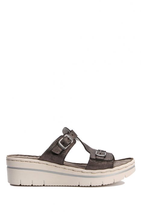 SIB216703 Kifidis-Natura Kadın Anatomik Deri Terlik 36-41 -BT Krom