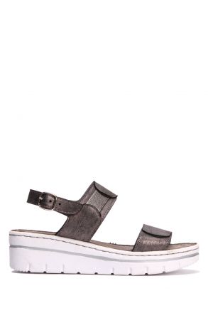 SIB216705 Kifidis-Natura Kadın Anatomik Topuklu Sandalet 36-41 -BT Siyah/Black