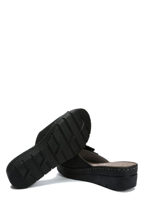 SIB216713 Kifidis-Natura Kadın Tokalı Anatomik Topuklu Terlik 36-40 -BT Siyah/Black