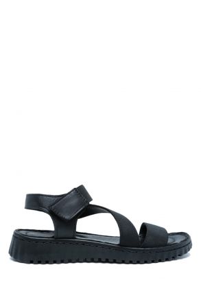 SIB220215 Kifidis-Natura Kadın Anatomik Deri Sandalet 36-41 Siyah/Black