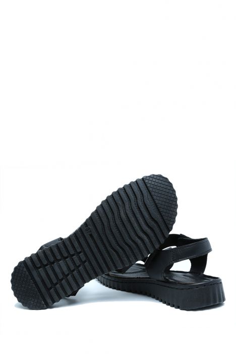 SIB220215 Kifidis-Natura Kadın Anatomik Deri Sandalet 36-41 Siyah/Black