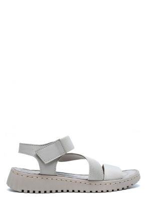 SIB220215 Kifidis-Natura Kadın Anatomik Deri Sandalet 36-41 Gri/Grey