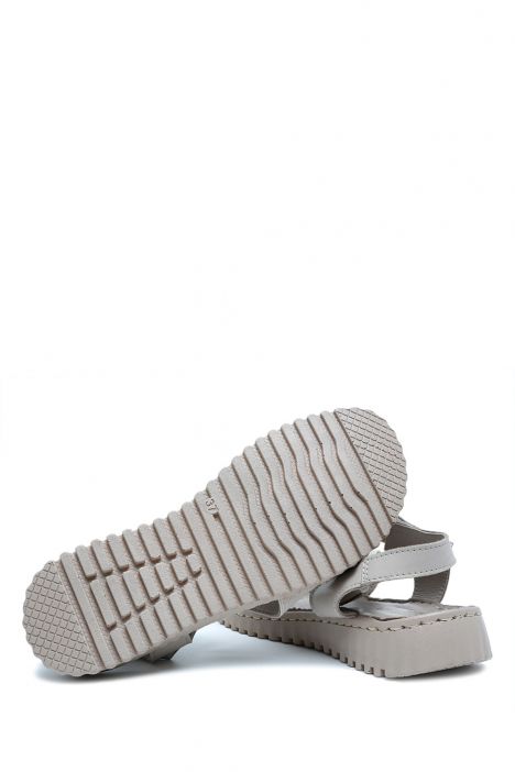 SIB220215 Kifidis-Natura Kadın Anatomik Deri Sandalet 36-41 Gri/Grey