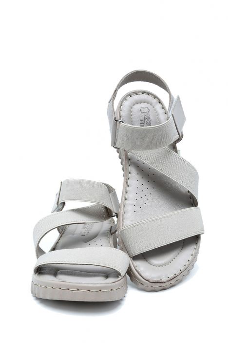 SIB220215 Kifidis-Natura Kadın Anatomik Deri Sandalet 36-41 Gri/Grey