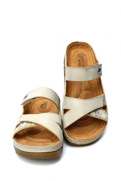 SIB220521 Kifidis-Natura Kadın Anatomik Deri Terlik 36-41 Bej/Beige