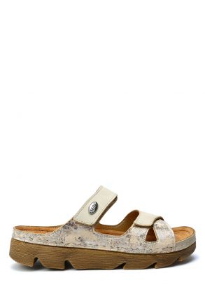 SIB220521 Kifidis-Natura Kadın Anatomik Deri Terlik 36-41 Bej/Beige