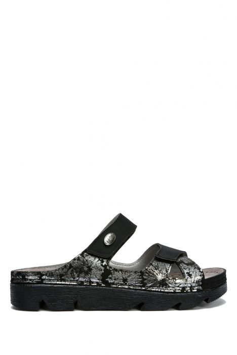 SIB220521 Kifidis-Natura Kadın Anatomik Deri Terlik 36-41 Siyah/Black
