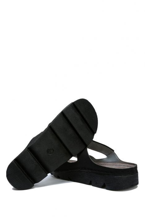 SIB220521 Kifidis-Natura Kadın Anatomik Deri Terlik 36-41 Siyah/Black