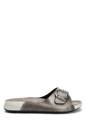 SIB223805 Kifidis-Natura Kadın Tek Bantlı Anatomik Deri Terlik 36-40 -BT Krom/Chrome