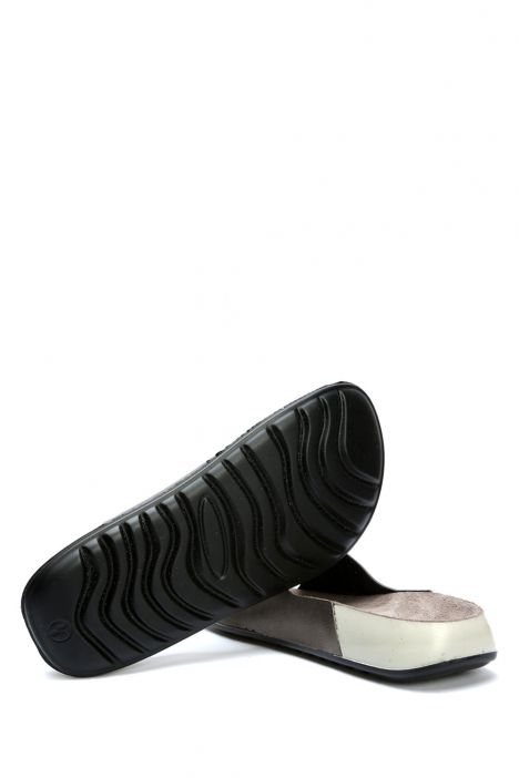 SIB223805 Kifidis-Natura Kadın Tek Bantlı Anatomik Deri Terlik 36-40 -BT Krom/Chrome