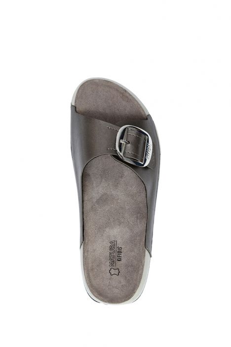 SIB223805 Kifidis-Natura Kadın Tek Bantlı Anatomik Deri Terlik 36-40 -BT Krom/Chrome