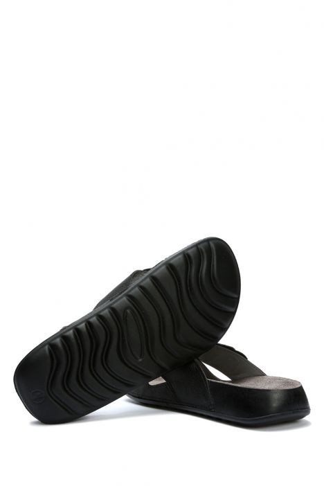 SIB223810 Kifidis-Natura Kadın Çapraz Bantlı Anatomik Deri Terlik 36-41 -BT Siyah/Black