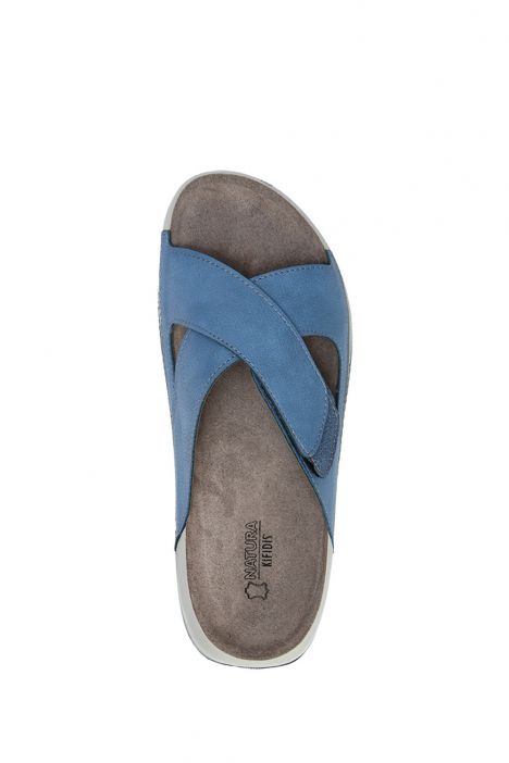 SIB223810 Kifidis-Natura Kadın Çapraz Bantlı Anatomik Deri Terlik 36-41 -BT Mavi/Blue
