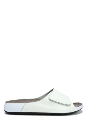 SIB223815 Kifidis-Natura Kadın Anatomik Deri Terlik 36-41 -BT Beyaz/White