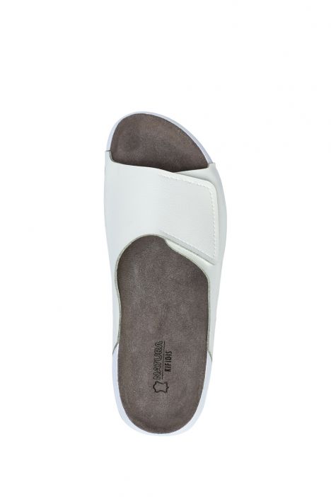 SIB223815 Kifidis-Natura Kadın Anatomik Deri Terlik 36-41 -BT Beyaz/White
