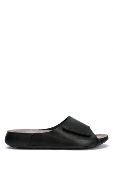 SIB223815 Kifidis-Natura Kadın Anatomik Deri Terlik 36-41 -BT Siyah/Black