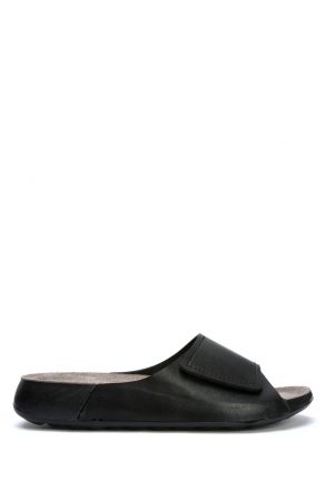 SIB223815 Kifidis-Natura Kadın Anatomik Deri Terlik 36-41 -BT Siyah/Black