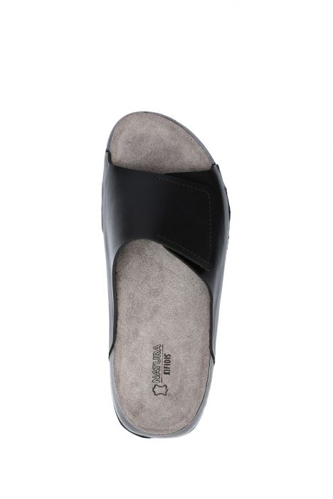 SIB223815 Kifidis-Natura Kadın Anatomik Deri Terlik 36-41 -BT Siyah/Black