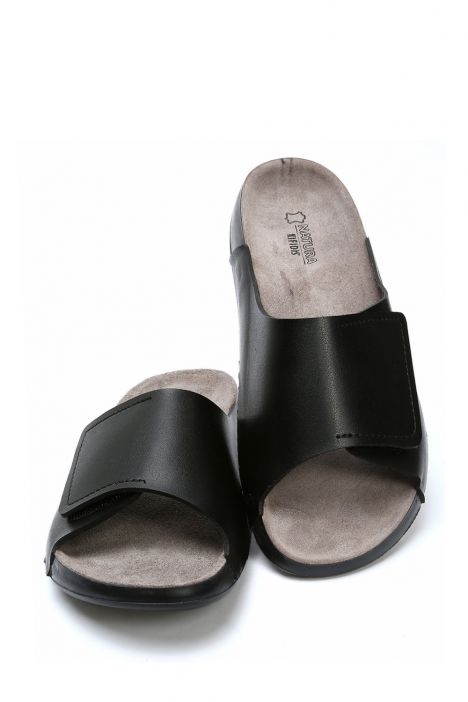 SIB223815 Kifidis-Natura Kadın Anatomik Deri Terlik 36-41 -BT Siyah/Black
