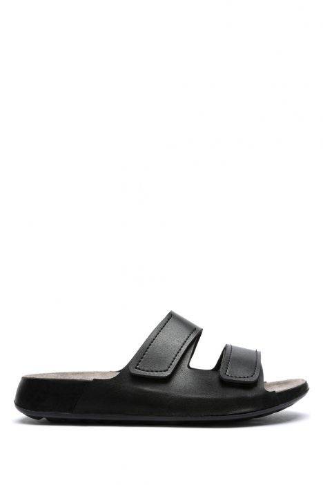 SIB223825 Kifidis-Natura Kadın Çift Bantlı Anatomik Deri Terlik 36-41 -BT Siyah/Black
