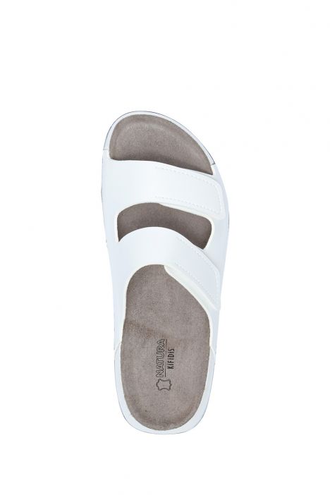 SIB223825 Kifidis-Natura Kadın Çift Bantlı Anatomik Deri Terlik 36-41 -BT Beyaz/White