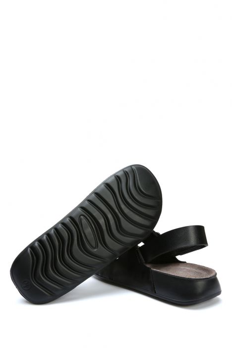SIB223830 Kifidis-Natura Kadın Çift Bantlı Anatomik Deri Sandalet 36-40 -BT Siyah/Black