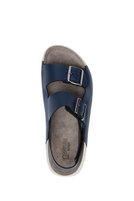 SIB223830 Kifidis-Natura Kadın Çift Bantlı Anatomik Deri Sandalet 36-40 -BT Mavi/Blue