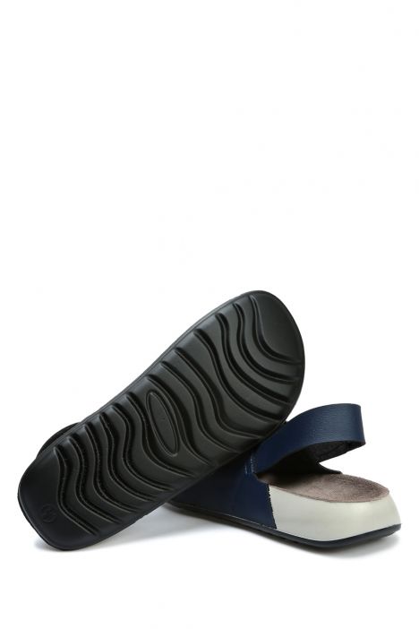 SIB223830 Kifidis-Natura Kadın Çift Bantlı Anatomik Deri Sandalet 36-40 -BT Mavi/Blue