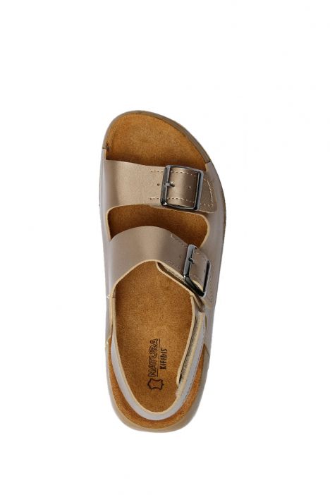 SIB223830 Kifidis-Natura Kadın Çift Bantlı Anatomik Deri Sandalet 36-40 -BT Altın/Gold