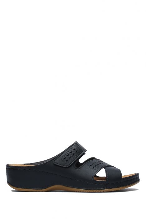 SIB3060 Kifidis-Natura Kadın Anatomik Deri Terlik 36-41 -BT Siyah/Black