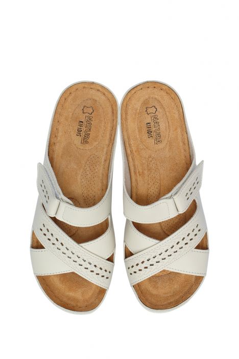 SIB3060 Kifidis-Natura Kadın Anatomik Deri Terlik 36-41 -BT Bej/Beige