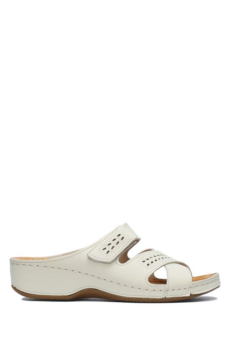 SIB3060 Kifidis-Natura Kadın Anatomik Deri Terlik 36-41 -BT Bej/Beige