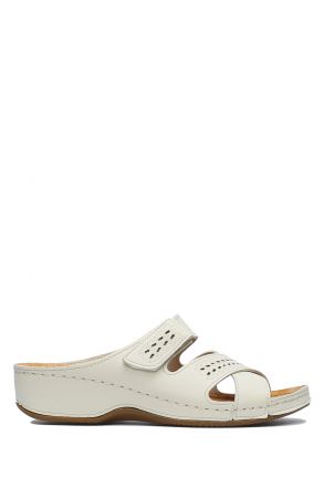 SIB3060 Kifidis-Natura Kadın Anatomik Deri Terlik 36-41 -BT Bej/Beige