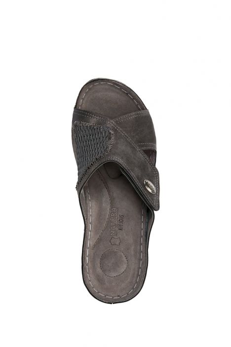 SIB3075 Kifidis-Natura Kadın Anatomik Deri Terlik 36-41 -BT Krom/Chrome