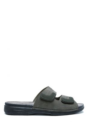 SIB4412 Kifidis-Natura Erkek Çift Bantlı Anatomik Deri Terlik 40-45 Haki/Khaki