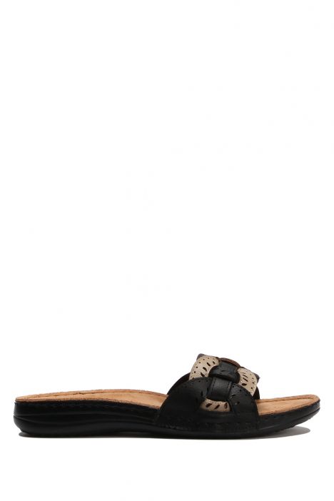 SIB5773 Kifidis-Natura Kadın Anatomik Deri Terlik 36-41 -BT Bej/Beige