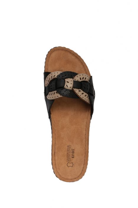 SIB5773 Kifidis-Natura Kadın Anatomik Deri Terlik 36-41 -BT Bej/Beige