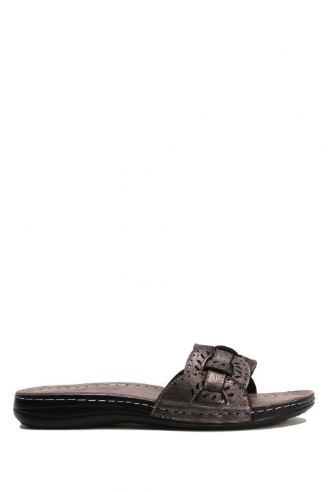 SIB5773 Kifidis-Natura Kadın Anatomik Deri Terlik 36-41 -BT Krom/Chrome