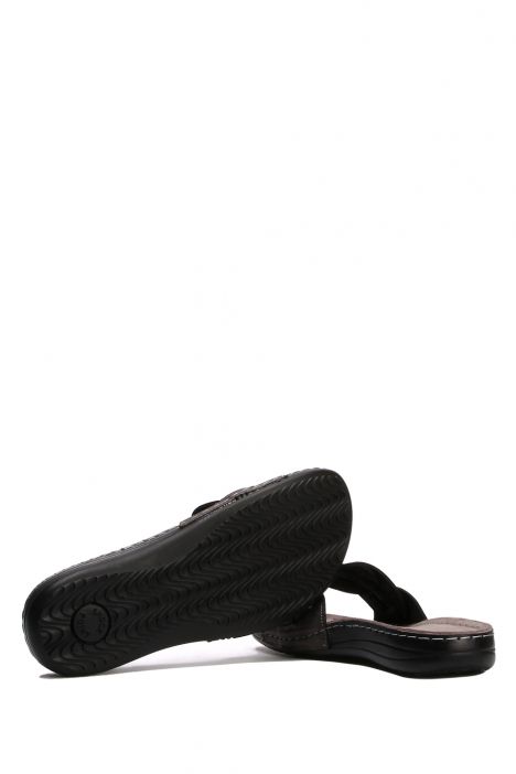 SIB5773 Kifidis-Natura Kadın Anatomik Deri Terlik 36-41 -BT Krom/Chrome