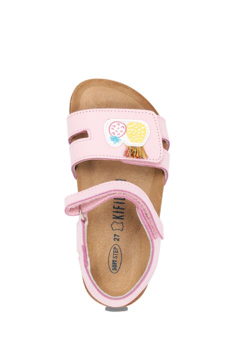 SK04 Kifidis-Kids Çocuk Mantar Sandalet 24-30 Pembe Deri